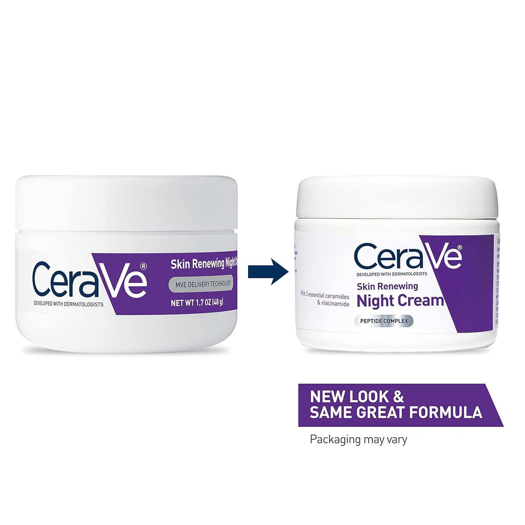CeraVe Skin Renewing Night Cream | Hydrating Moisturizer with Peptides and Hyaluronic Acid | 48g - NeYavi
