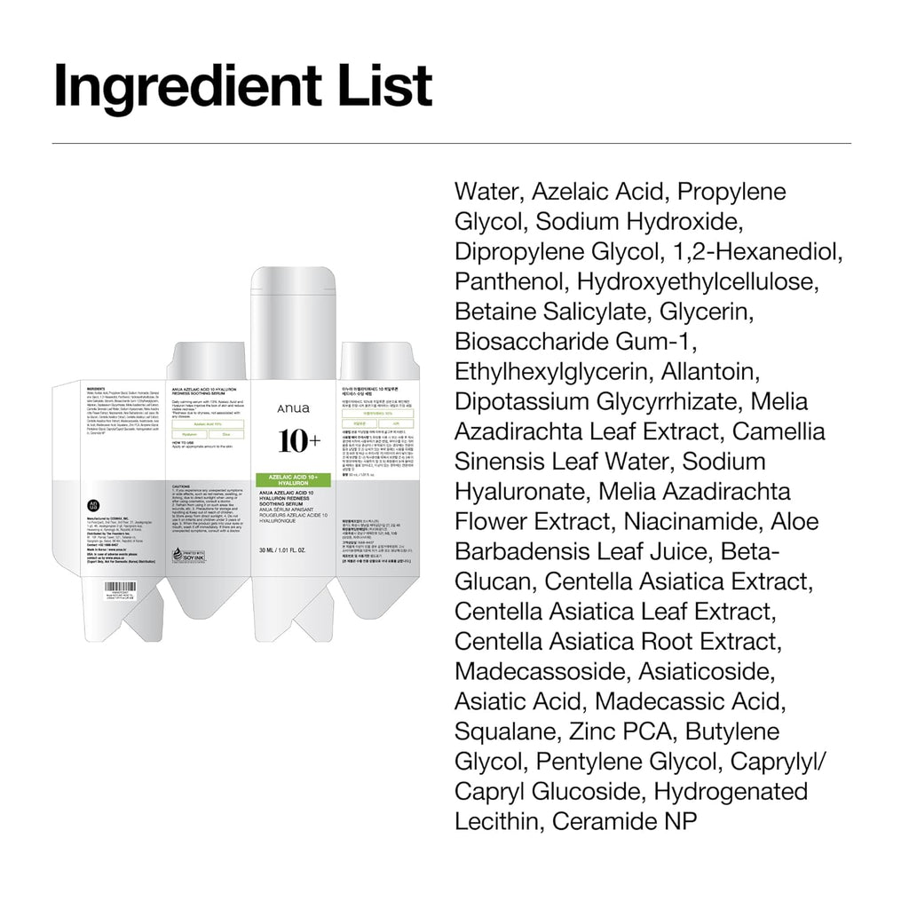 Anua 10+ Azelaic Acid Hyaluron Soothing Serum (30mL) - NeYavi