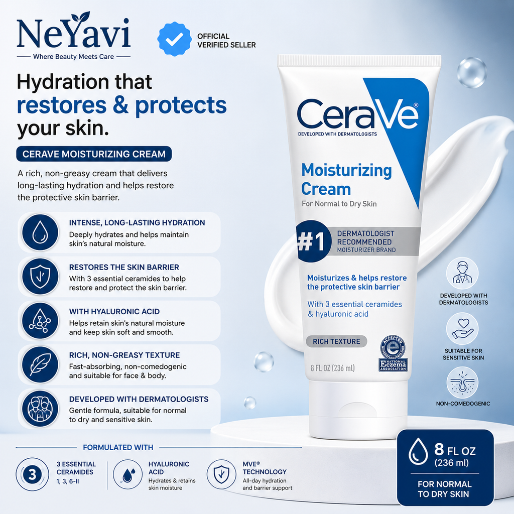 CeraVe Moisturizing Cream For Normal To Dry Skin – 8 fl oz 236mL - NeYavi