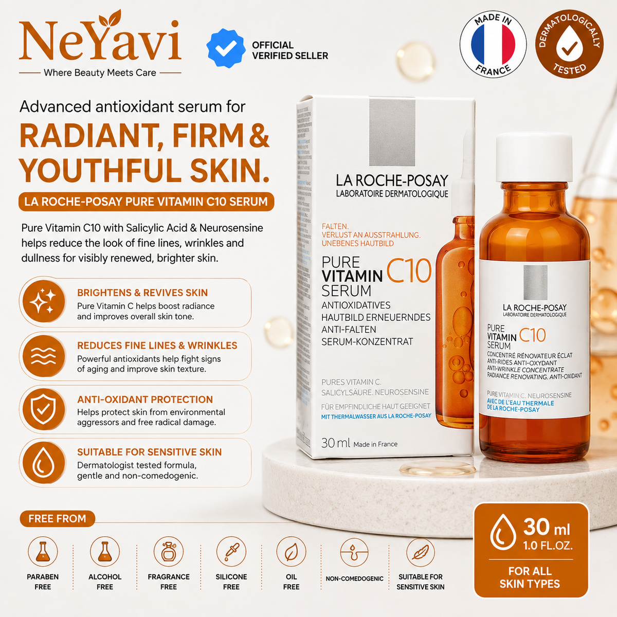 La Roche Posay Pure Vitamin C 10 Serum 30mL - NeYavi