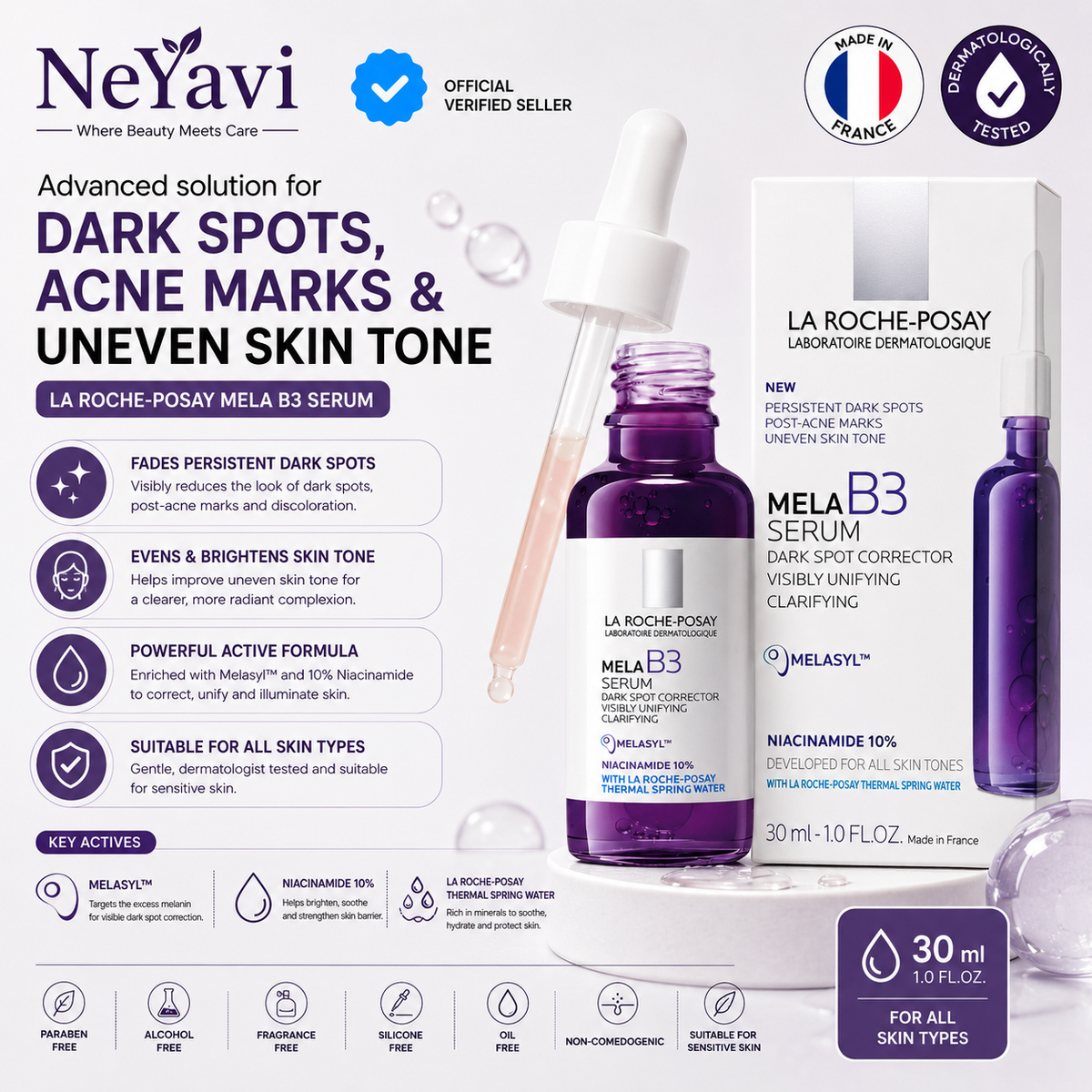 La Roche-Posay Mela B3 Dark Spot Serum With Melasyl™ + Niacinamide 30ml - NeYavi