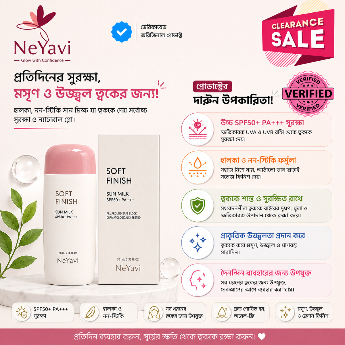 MISSHA All-around Safe Block Soft Finish Sun Milk (SPF 50+ PA+++) - NeYavi