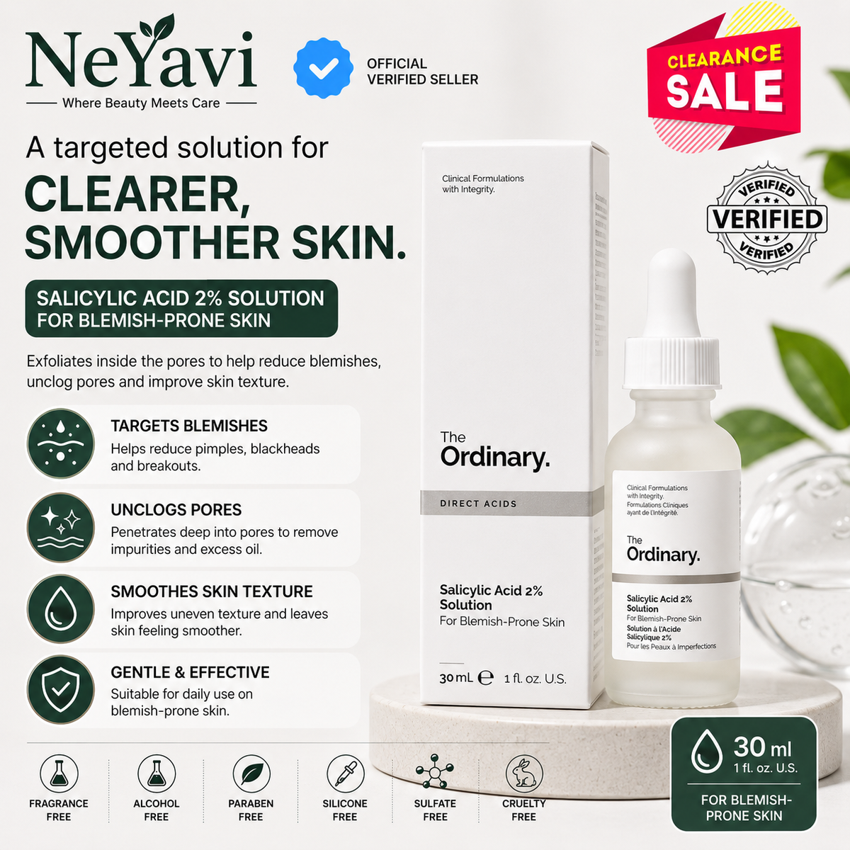 The Ordinary Exfoliating Salicylic Acid 2% Solution 30mL - NeYavi